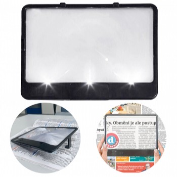 Čítacia lupa s LED osvetlením PAGE BRIGHT 18 x 14 cm, zväčšenie 3x